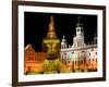 Samson fountain and Town Hall, Ceske Budejovice, Czech Republic-Russell Young-Framed Photographic Print