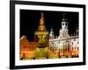 Samson fountain and Town Hall, Ceske Budejovice, Czech Republic-Russell Young-Framed Photographic Print