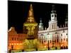 Samson fountain and Town Hall, Ceske Budejovice, Czech Republic-Russell Young-Mounted Photographic Print