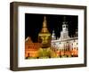 Samson fountain and Town Hall, Ceske Budejovice, Czech Republic-Russell Young-Framed Photographic Print