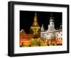 Samson fountain and Town Hall, Ceske Budejovice, Czech Republic-Russell Young-Framed Photographic Print