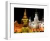 Samson fountain and Town Hall, Ceske Budejovice, Czech Republic-Russell Young-Framed Photographic Print