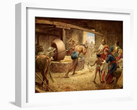 Samson Grinding in Prison at Gaza - Bible-William Brassey Hole-Framed Premium Giclee Print