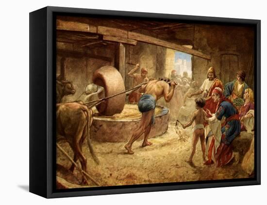 Samson Grinding in Prison at Gaza - Bible-William Brassey Hole-Framed Stretched Canvas