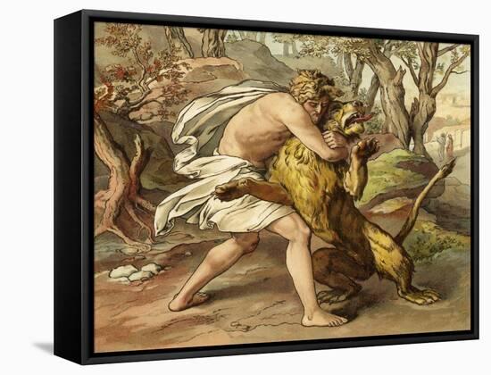 Samson Killing a Young Lion-null-Framed Stretched Canvas