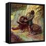 Samson kills a lion by J James Tissot - Bible-James Jacques Joseph Tissot-Framed Stretched Canvas