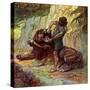 Samson kills a lion by J James Tissot - Bible-James Jacques Joseph Tissot-Stretched Canvas