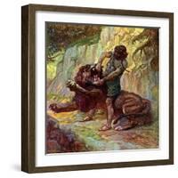 Samson kills a lion by J James Tissot - Bible-James Jacques Joseph Tissot-Framed Giclee Print