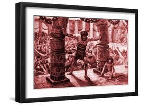 'Samson puts down the pillars' by Tissot - Bible-James Jacques Joseph Tissot-Framed Giclee Print