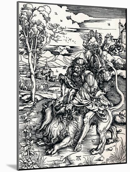 Samson Rending the Lion, 1497-Albrecht Dürer-Mounted Giclee Print