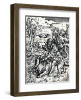 Samson Rending the Lion, 1497-Albrecht Dürer-Framed Giclee Print