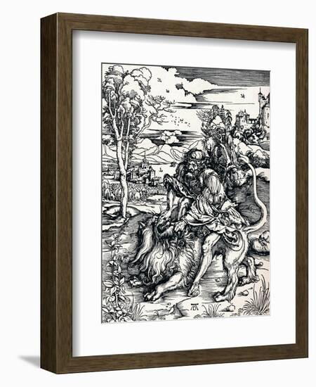 Samson Rending the Lion, 1497-Albrecht Dürer-Framed Giclee Print