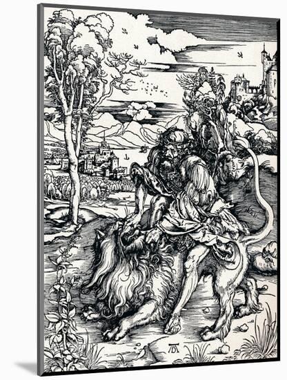Samson Rending the Lion, 1497-Albrecht Dürer-Mounted Giclee Print