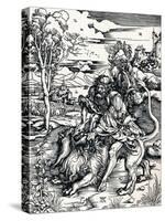 Samson Rending the Lion, 1497-Albrecht Dürer-Stretched Canvas