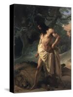 Samson Slays the Lion-Francesco Hayez-Stretched Canvas
