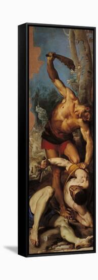 Samson Struggling Against the Philistines-Odoardo Borrani-Framed Stretched Canvas