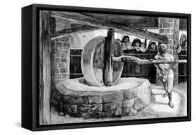Samson turns the mill in prison, by Tissot -Bible-James Jacques Joseph Tissot-Framed Stretched Canvas