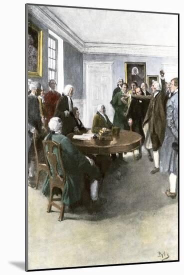 Samuel Adams Demanding British Army Withdrawal after the Boston Massacre, c.1770-null-Mounted Giclee Print