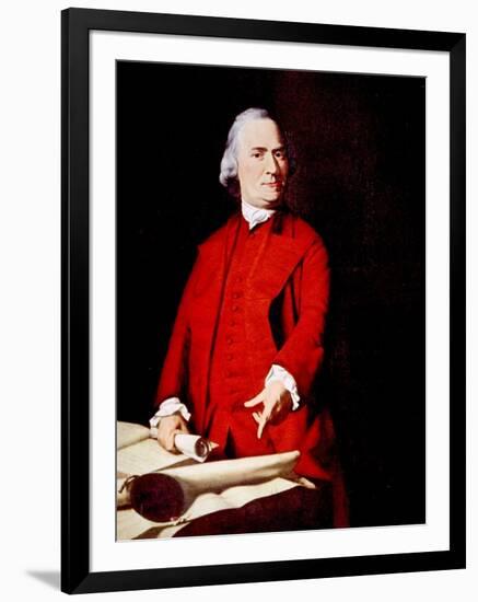 Samuel Adams, Portrait Depicting Adams Pointing to the Massachusetts Charter-John Singleton Copley-Framed Photo