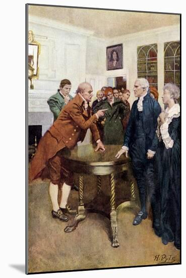 Samuel Adams Warning British Royal Governor Thomas Hutchinson after the Boston Massacre, c.1770-null-Mounted Giclee Print