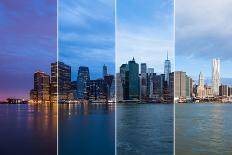 Montage of Manhattan Skyline Night to Day - New York - Usa-Samuel Borges-Photographic Print