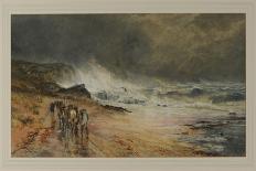 Sea Coast with Castle, Sheep and Shepherd (Watercolour and Scratching Out on Paper)-Samuel Bough-Giclee Print
