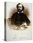 Samuel Colt Holding One of His Percussion Revolvers (Engraving)-American-Stretched Canvas