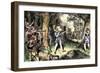 Samuel de Champlain and His Huron Indian Allies Fighting the Iroquois Near Lake Champlain, c.1609-null-Framed Giclee Print