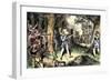 Samuel de Champlain and His Huron Indian Allies Fighting the Iroquois Near Lake Champlain, c.1609-null-Framed Giclee Print