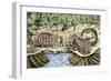 Samuel de Champlain's Defeat of the Iroquois at Lake Champlain, c.1600-null-Framed Giclee Print