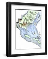 Samuel de Champlain's Fortified Camp at Quebec on the St. Lawrence River, c.1600-null-Framed Giclee Print