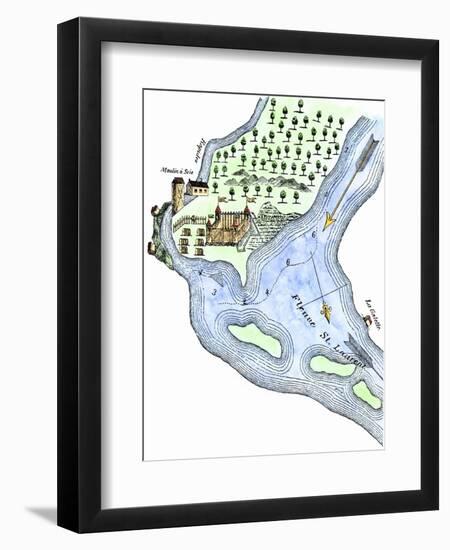 Samuel de Champlain's Fortified Camp at Quebec on the St. Lawrence River, c.1600-null-Framed Giclee Print