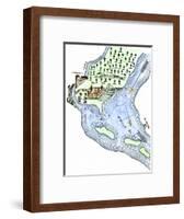 Samuel de Champlain's Fortified Camp at Quebec on the St. Lawrence River, c.1600-null-Framed Premium Giclee Print