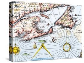 Samuel de Champlain's Map of the Gaspee and Gulf of the Saint Lawrence River, c.1632-null-Stretched Canvas