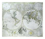 Stereographic Map of the Earth & the Moon-Samuel Dunn-Art Print