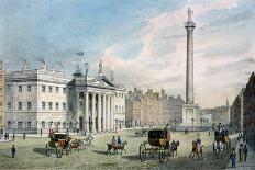 Sackville Street, Dublin, Showing the Post Office and Nelson's Column-Samuel Frederick Brocas-Framed Stretched Canvas