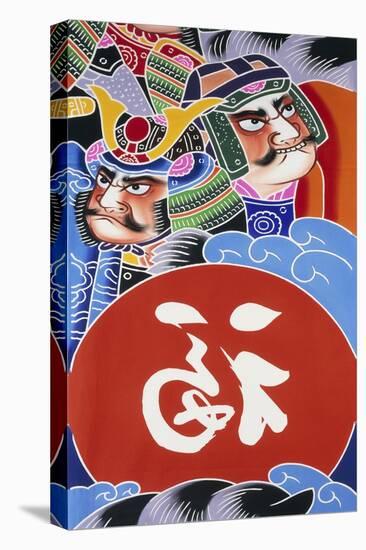 Samurai and Ideogram of Foku Good Luck Charms-null-Stretched Canvas