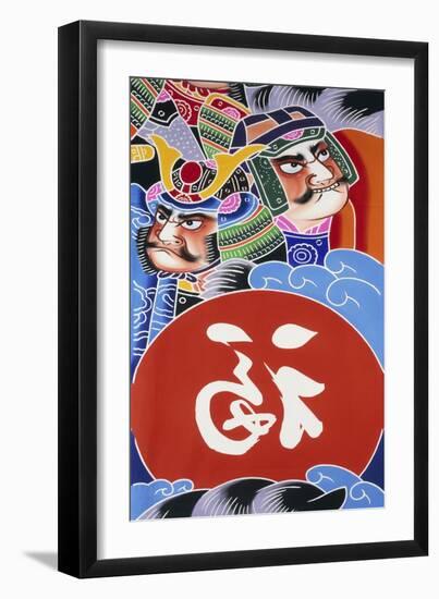 Samurai and Ideogram of Foku Good Luck Charms-null-Framed Giclee Print