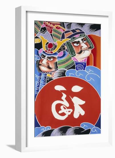 Samurai and Ideogram of Foku Good Luck Charms-null-Framed Giclee Print