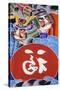 Samurai and Ideogram of Foku Good Luck Charms-null-Stretched Canvas