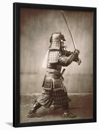 Samurai Brandishing Sword-null-Lamina Framed Art Print