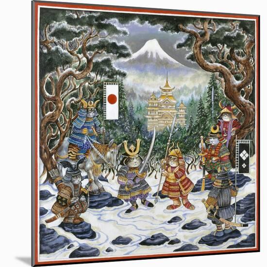 Samurai Cats-Bill Bell-Mounted Giclee Print