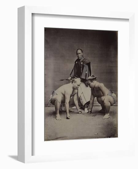 Samurai, Japanese Wrestlers and Tattooed Men, 1870's-90's-null-Framed Giclee Print