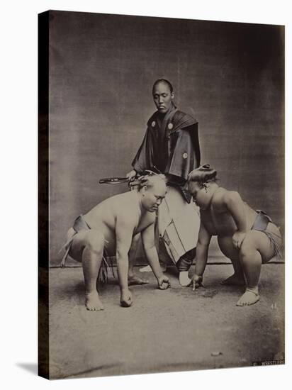 Samurai, Japanese Wrestlers and Tattooed Men, 1870's-90's-null-Stretched Canvas