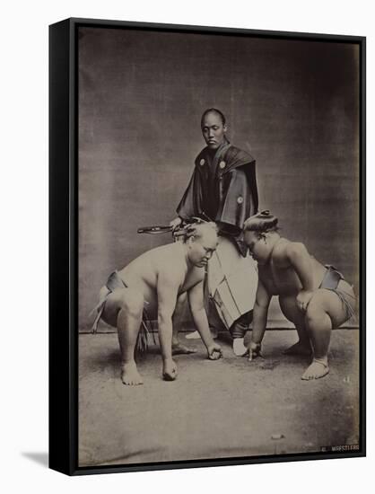 Samurai, Japanese Wrestlers and Tattooed Men, 1870's-90's-null-Framed Stretched Canvas