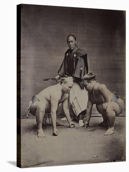 Samurai, Japanese Wrestlers and Tattooed Men, 1870's-90's-null-Stretched Canvas