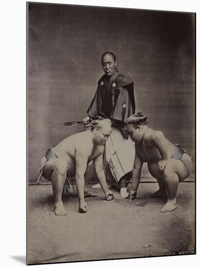 Samurai, Japanese Wrestlers and Tattooed Men, 1870's-90's-null-Mounted Giclee Print