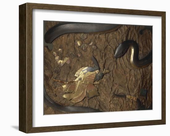 Samurai Nitta Yoshisada Praying to Buddha Vairocana in Shape of Sea Dragon-null-Framed Giclee Print