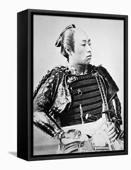 Samurai of Old Japan with Traditional Hairstyle-Japanese Photographer-Framed Stretched Canvas