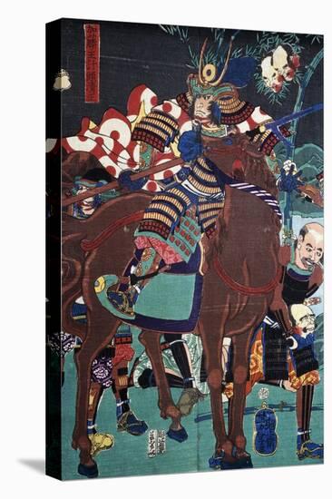 Samurai on Horseback Preparing to Go Battle-null-Stretched Canvas